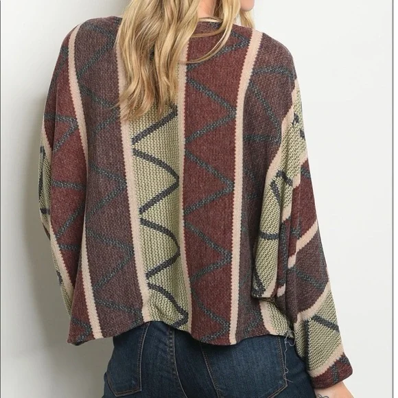 ⚡️ SALE Earthy Multi Printed Dolman Sleeve Top - Picture 4 of 6